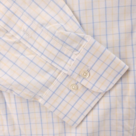 Brooks Brothers 16.5 34 35 Regent Non-Iron Yellow Blue Check Long Sleeve Shirt - Picture 3 of 16